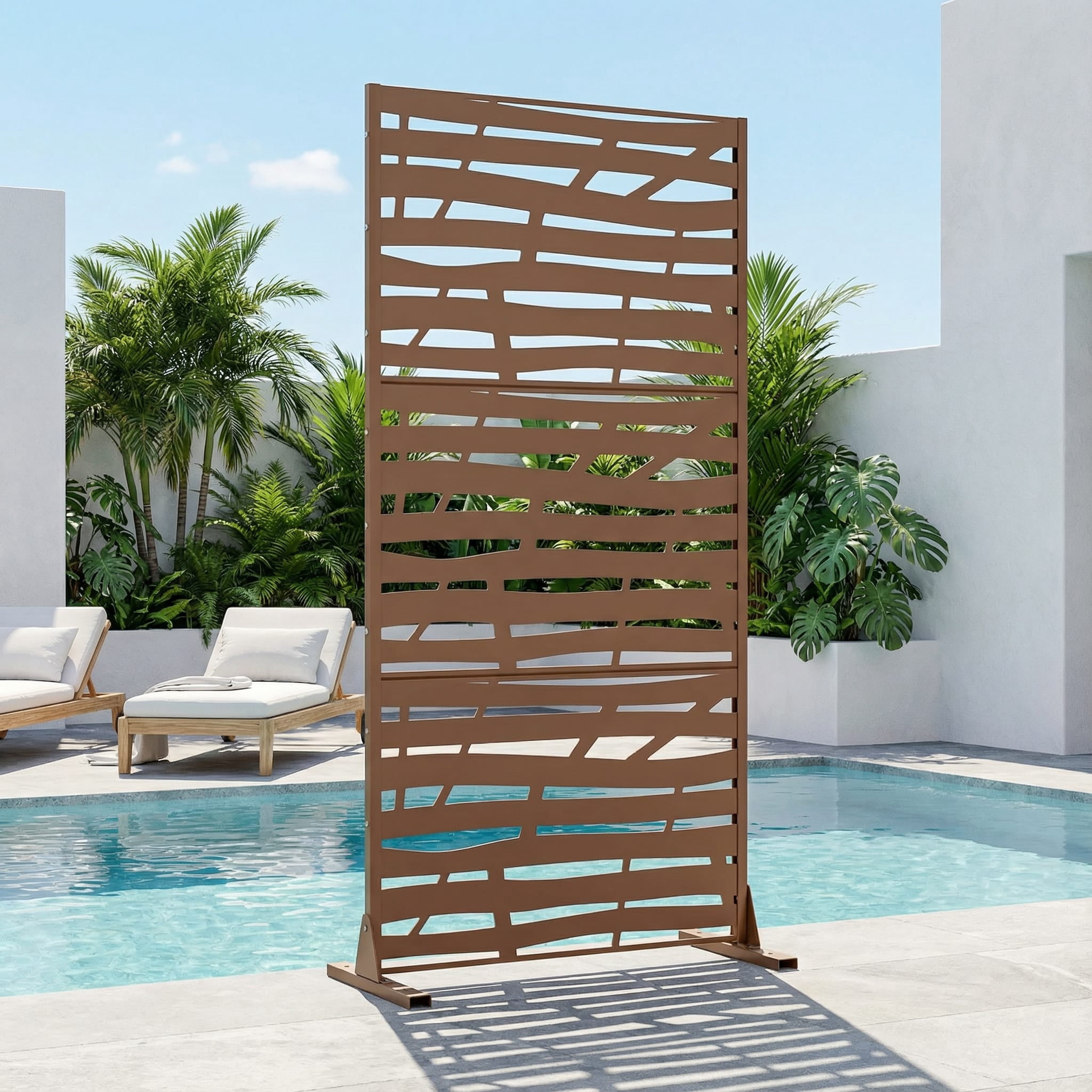 Privacy Metal Screen Fence Panel Horizontal Stripe Pattern