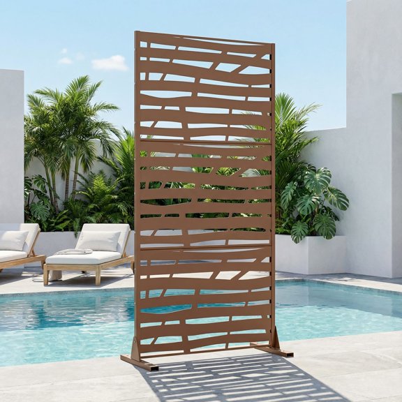 Privacy Metal Screen Fence Panel Horizontal Stripe Pattern
