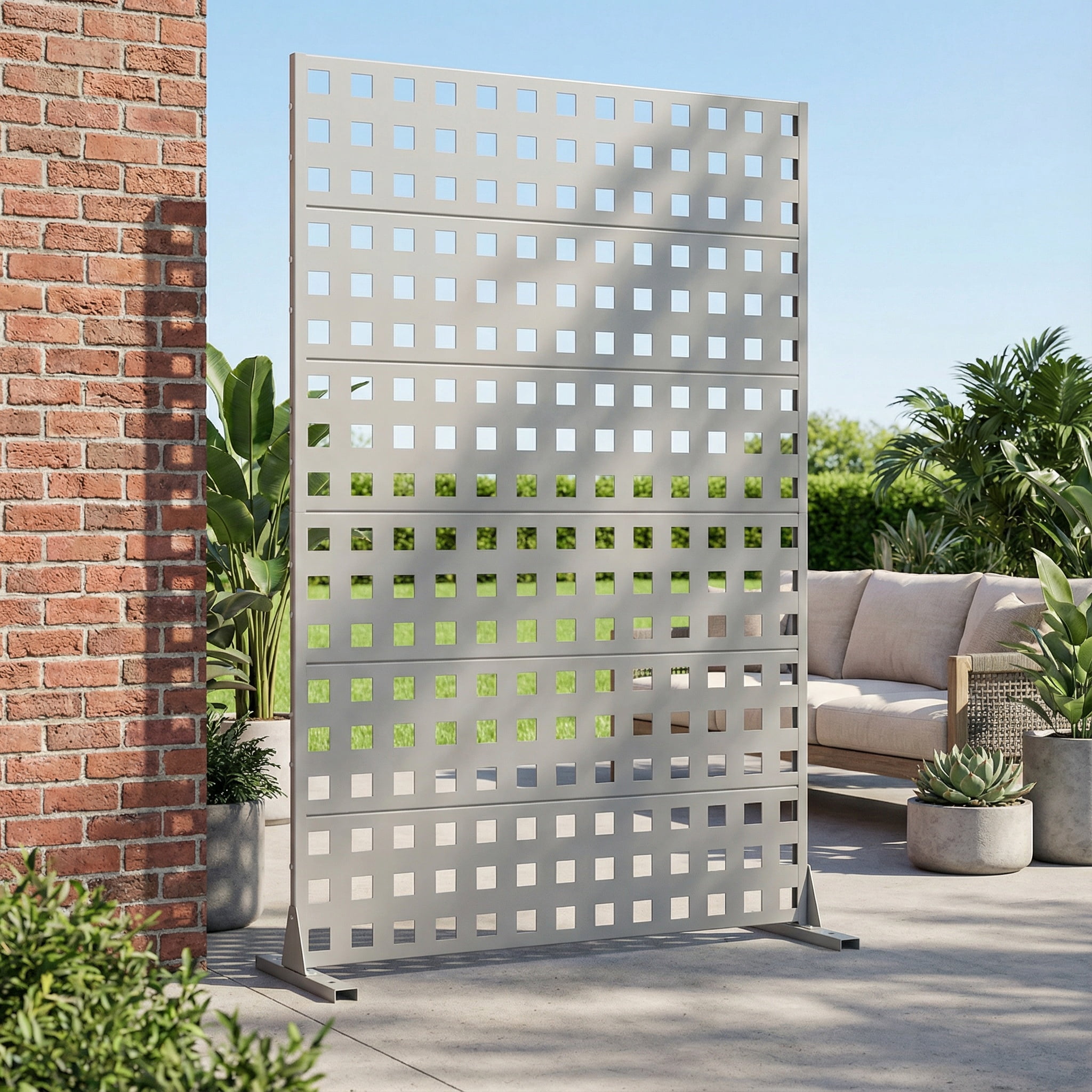 Privacy Metal Screen Fence Panel Horizontal Stripe Pattern
