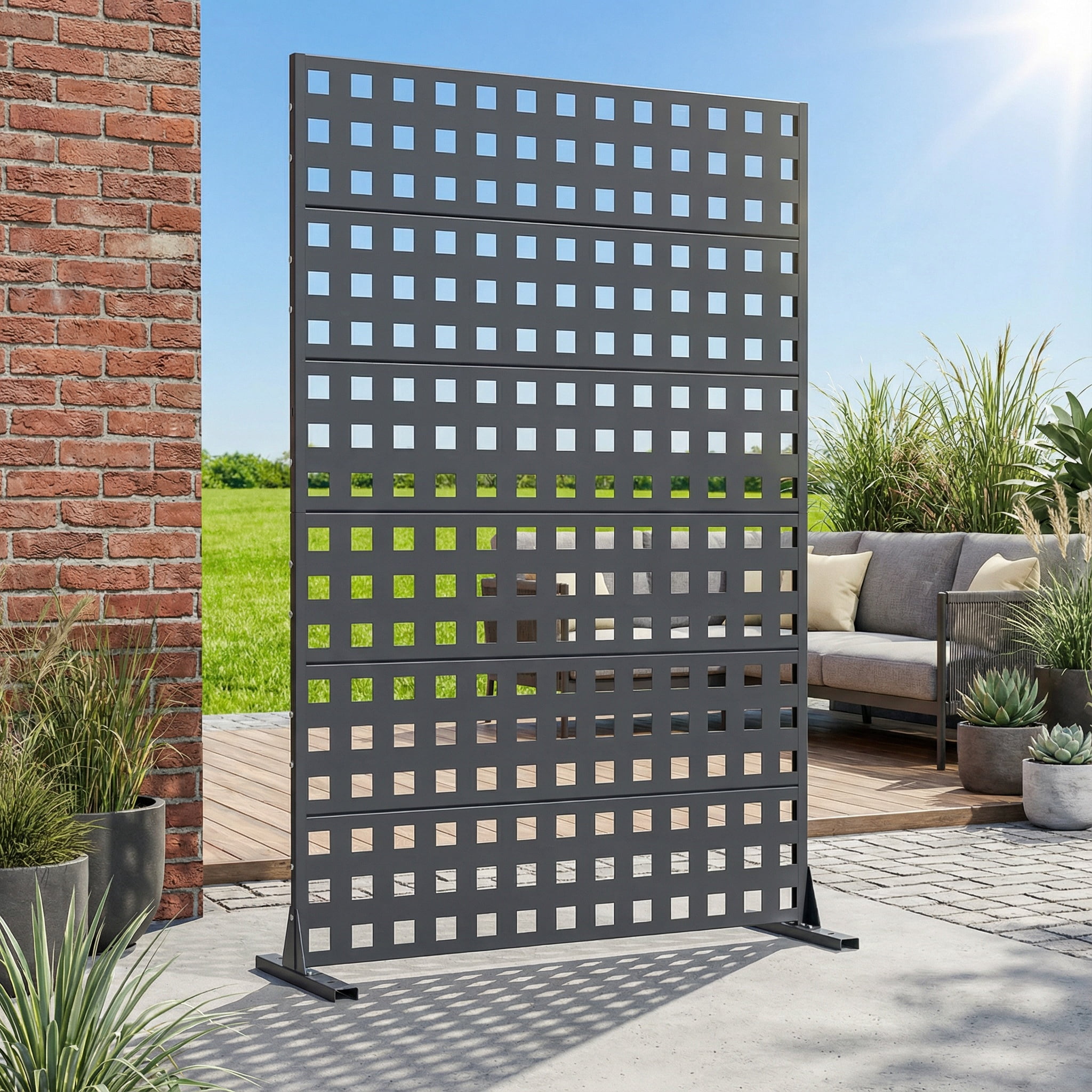 Privacy Metal Screen Fence Panel Horizontal Stripe Pattern