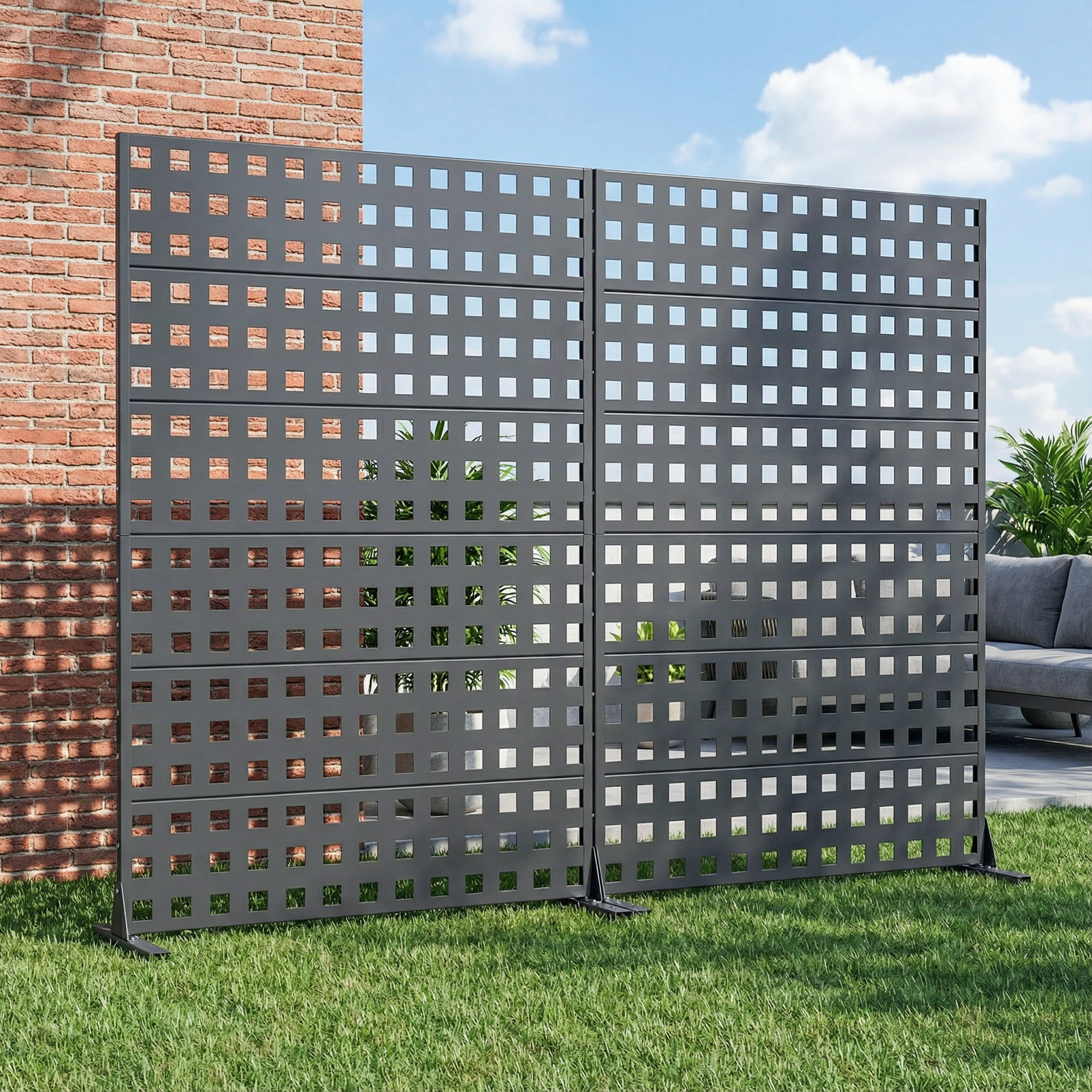 Privacy Metal Screen Fence Panel Horizontal Stripe Pattern