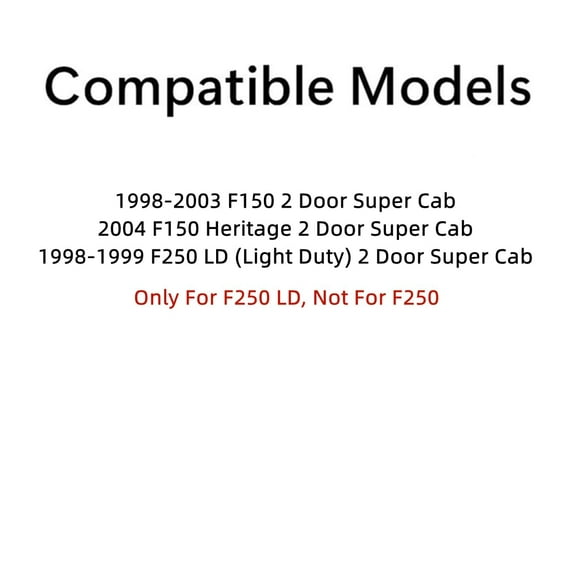 Privacy Movable Driver Left Side Quarter Glass Quarter Window Compatible with Ford F150 / F250LD 2 Door Super Cab Pickup 1997-2003 Models / F150Heritage 2 Door Super Cab 2004 Models