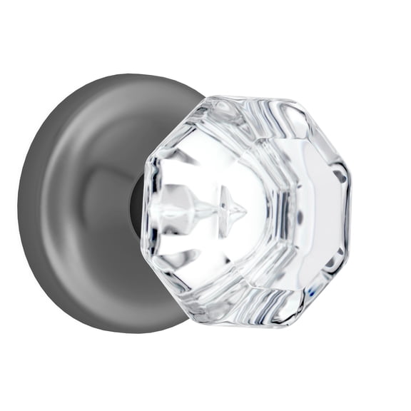 Privacy Octagon Crystal Door Knobs Dark Grey Round Rosette