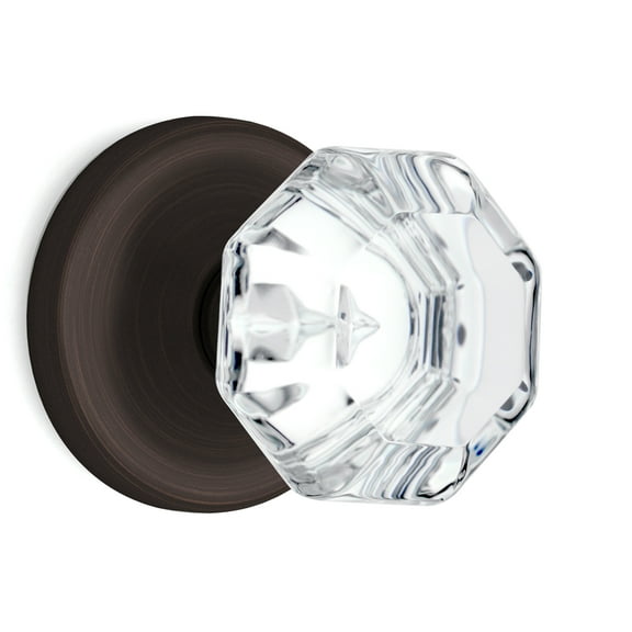 Privacy Octagon Crystal Door Knobs Venetian Bronze Round Rosette