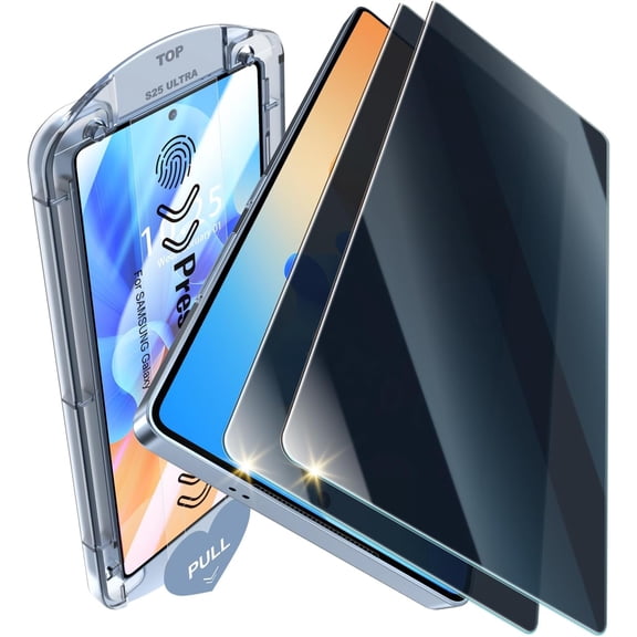 Privacy PET Screen Protector for Samsung Galaxy S25 Edge 6.7" (2 Pack),Ultra-Thin Flexible Film with 0.02s Sensitive Fingerprint Unlock,Easy-Install Alignment Tray,Case-Friendly & Shatter-Proof