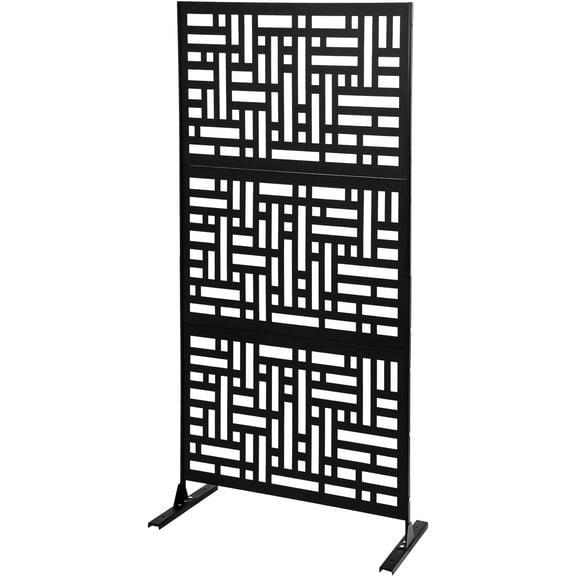 Privacy Panels for Outside, Metal Outdoor Privacy Screen Outdoor Privacy Screen Freestanding 6.2ft H * 35.4" W for Balcony, Terrace, Garden (Stripes)