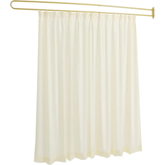 Privacy Partition Curtain Wall Mounted Room Divider with U-Shape Rod 7.5ft Wide & 7.22ft Height Curtain Drape Separator Partition Screen Panel (Beige)