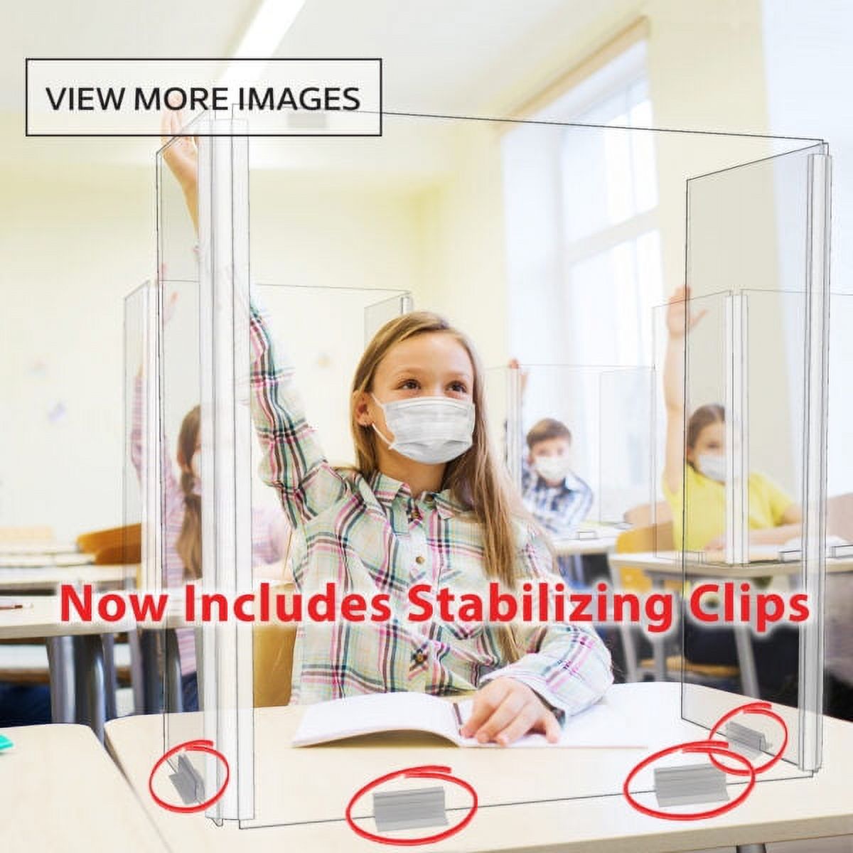 Privacy Plexiglass Sneeze Guard Shield for Student Desks (23.5" x 31.5