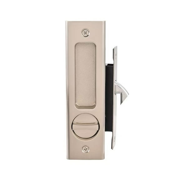 Privacy Pocket Door Lock with Pull, Wooden Sliding Door Handle for 1-3/8”Thickness Door Replace Old Or Damaged Pocket Door Hardware (Brushed