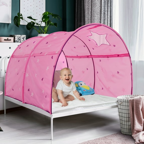 Privacy Pop Up Home Tent Bed Canopy Indoor Boys Girls Dream Tent Pink