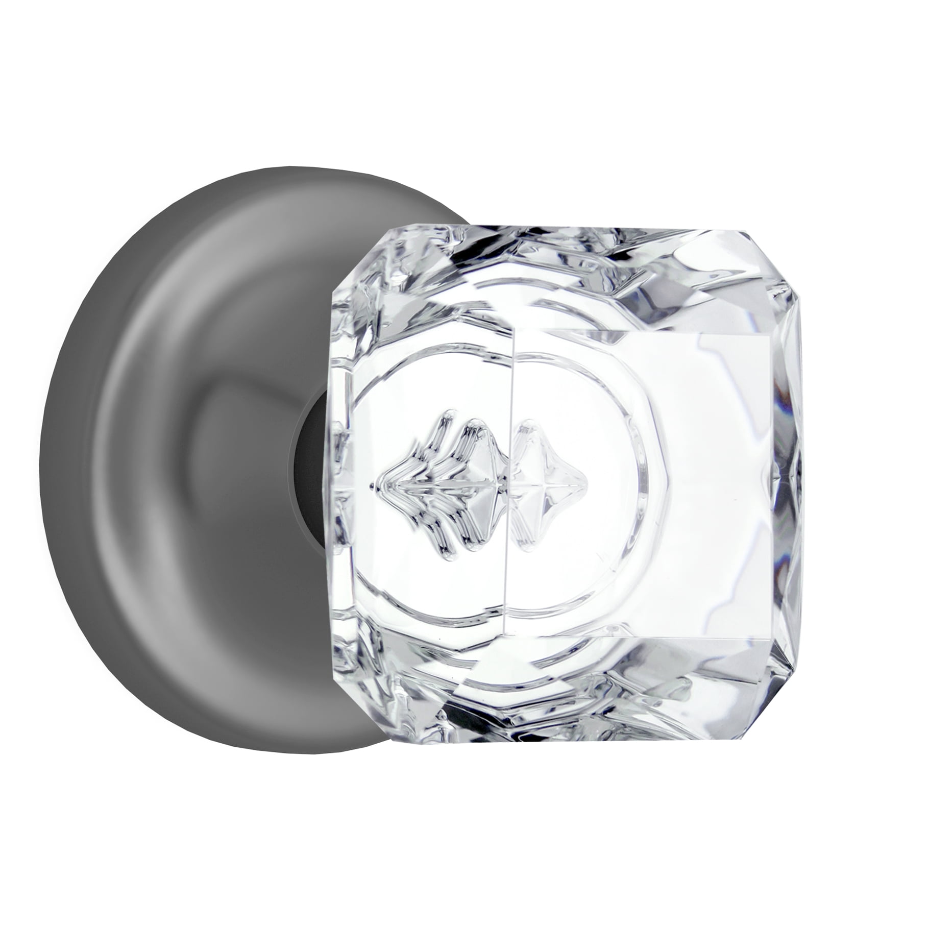 Privacy Princess Cut Crystal Door Knobs Dark Grey Round Rosette