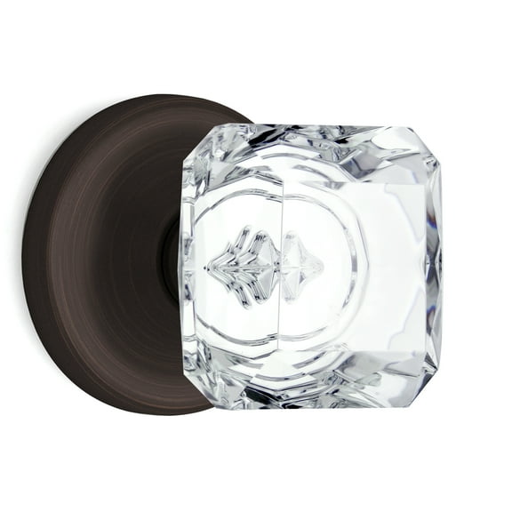 Privacy Princess Cut Crystal Door Knobs Venetian Bronze Round Rosette