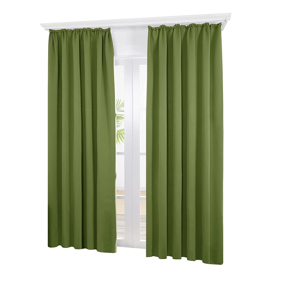 Privacy Protection Blackout Drapes, Apple Green Length Adjustable Curtains for Bedrooms, Easy Maintenance & Energy Saving (Set of 2, 138 x 140 Cm)