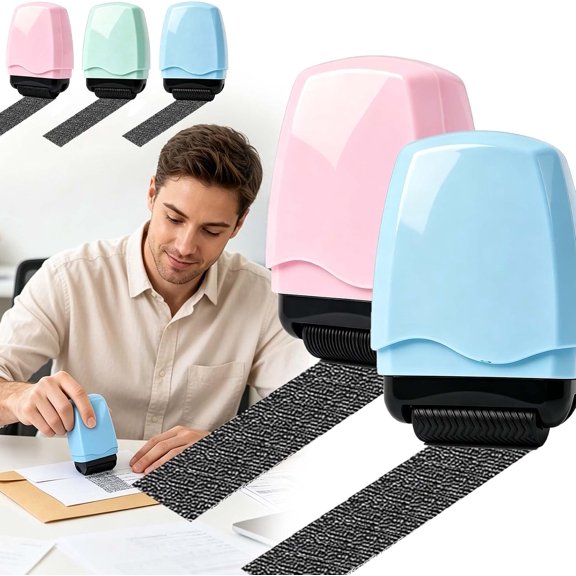 Privacy Protection Roller Stamp Easy-to-Use Plastic Address Blocker with Wide Ink Coverage for Identity Theft Prevention on Shipping Labels Letters Mail Documents Home Office Use (2Pcs-C)