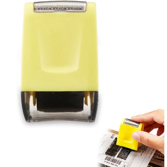 Privacy Protection Roller Stamp, Identity Theft Guard Stamp for Mail Address Id Blackout Security (Yellow)