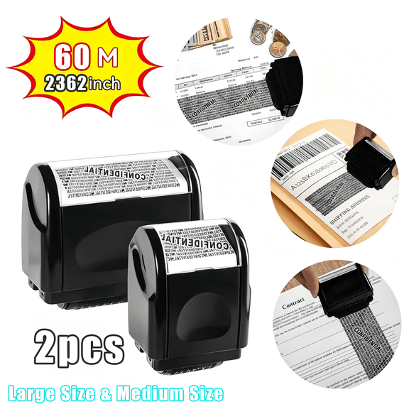 Privacy Protection Roller Stamp - Identity Theft Prevention Roller, Address & Billing Info Blocker, 100m Long-Lasting Ink Roller Stamp, College & Office Supplies, Back to School Essentials