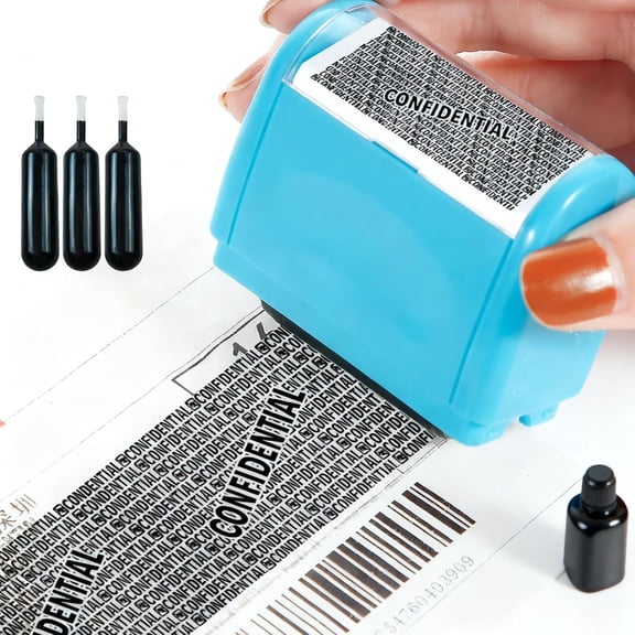Privacy Protection Security Roller Stamp, Identity Theft Protection Roller Stamp, Anti Theft, Security Stamps Blocking Out Privacy Information, Guard Your Address and ID (Blue)
