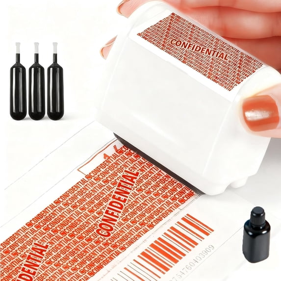 Privacy Protection Security Roller Stamp, Identity Theft Protection Roller Stamp, Anti Theft, Security Stamps Blocking Out Privacy Information, Guard Your Address and ID (White)