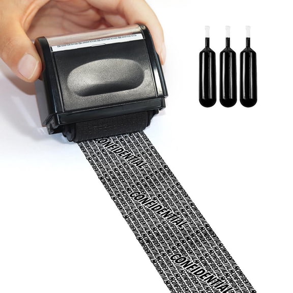 Privacy Roller Stamp with 3 Ink Refills, 30m ID Protection Stamper for Mail Address Confidentiality