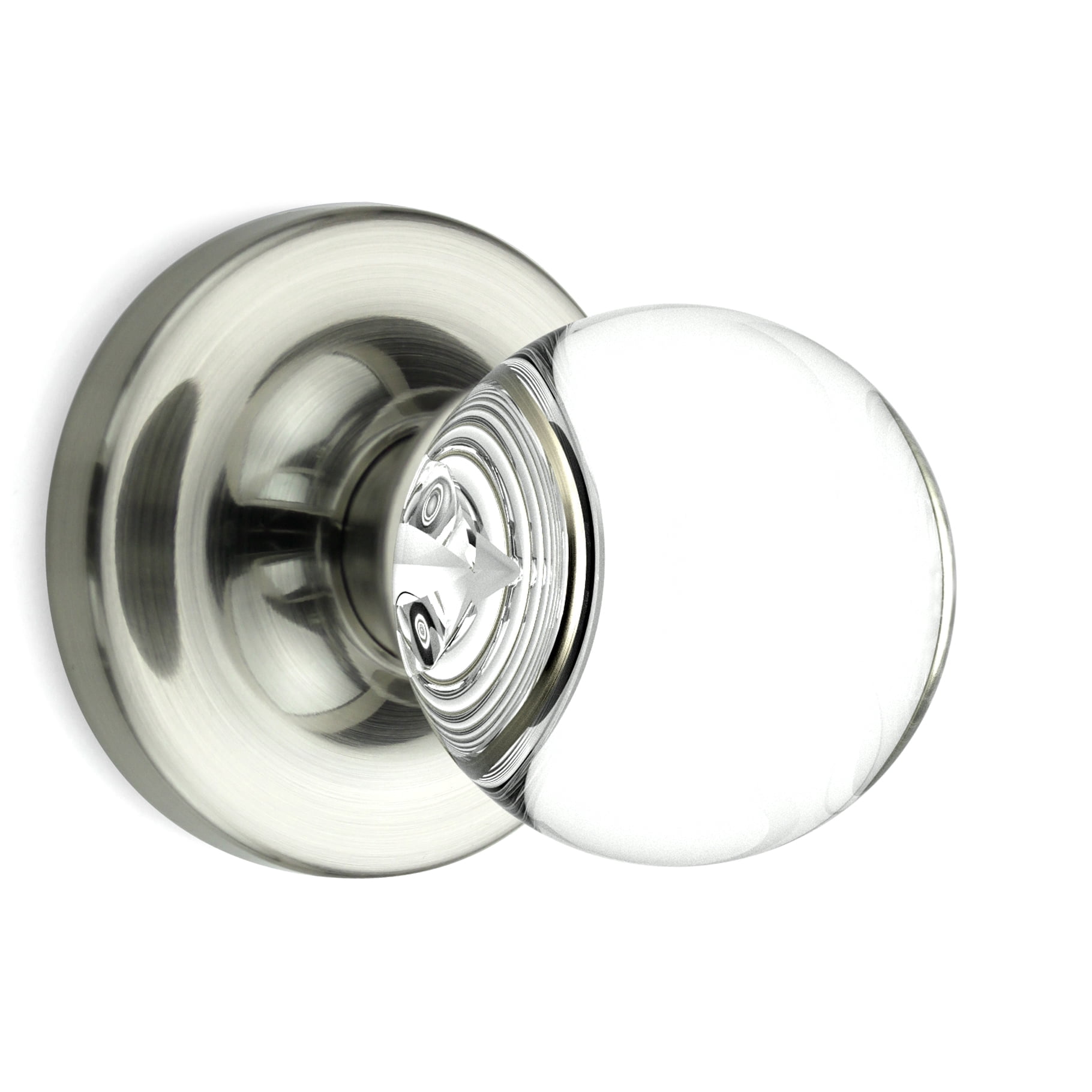 Privacy Round Ball Crystal Door Knobs Satin Nickel Round Rosette