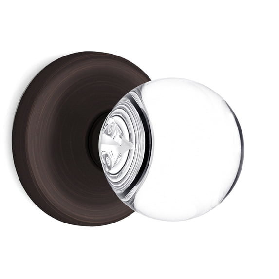Privacy Round Ball Crystal Door Knobs Venetian Bronze Round Rosette