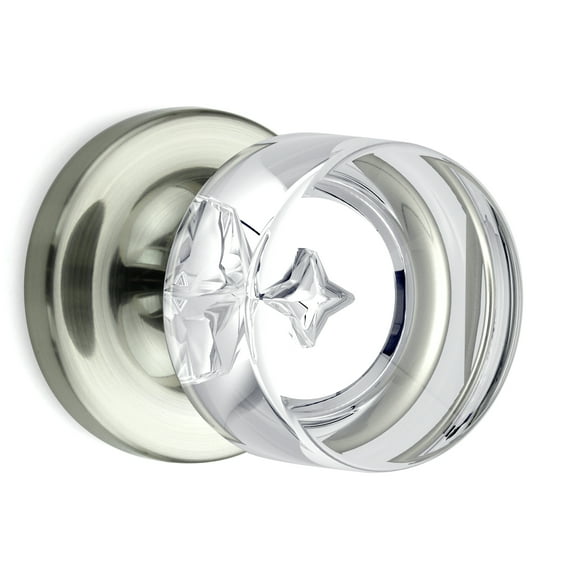 Privacy Round Crystal Door Knobs Satin Nickel Round Rosette