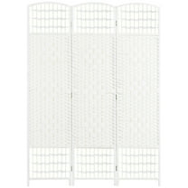 Privacy Screen 3 Panel Room Divider, Folding Privacy Screen, 5.6' Room Separator, Wave Fiber Freestanding Partition Wall Divider for Rooms, Home, Office, White,Outdoor Privacy Screen