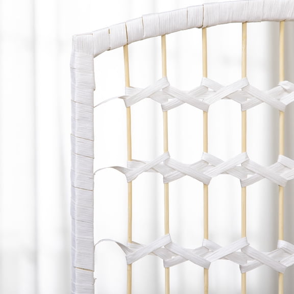 Privacy Screen 3 Panel Room Divider, Folding Privacy Screen, 5.6' Room Separator, Wave Fiber Freestanding Partition Wall Divider for Rooms, Home, Office, White,Partition Screen