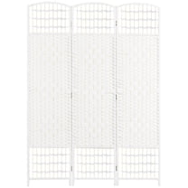 Privacy Screen 3 Panel Room Divider, Folding Privacy Screen, 5.6' Room Separator, Wave Fiber Freestanding Partition Wall Divider for Rooms, Home, Office, White,Partition Screen