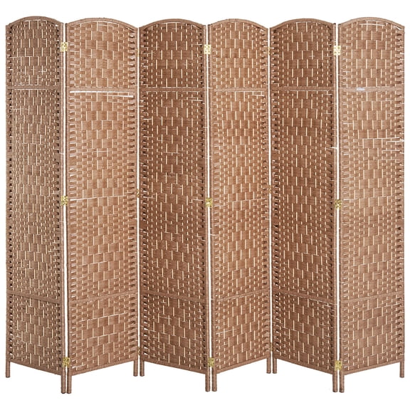 Privacy Screen 6' Tall Wicker Weave 6 Panel Room Divider Privacy Screen - Natural,Partition Screen