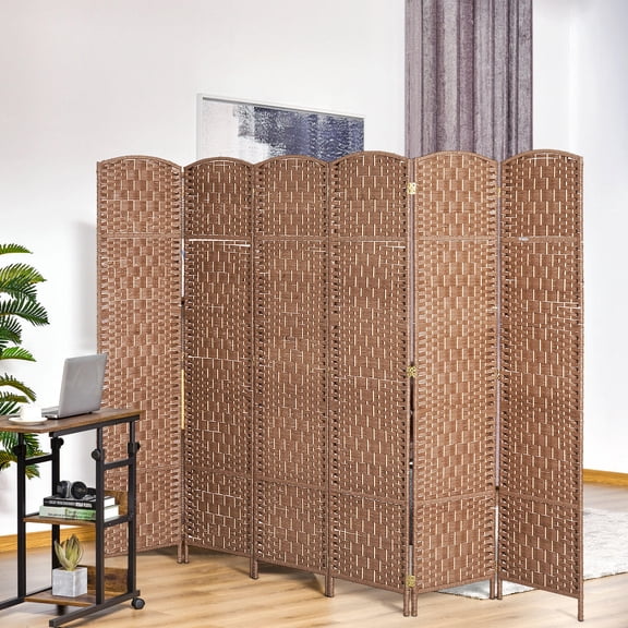 Privacy Screen 6' Tall Wicker Weave 6 Panel Room Divider Privacy Screen - Natural,Partition Screen