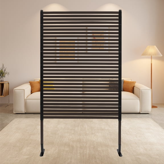 Privacy Screen, 90x150cm Steel, Plastic-Coated Striped, T-Base Stable, 22lbs Load Divider for Hospital/Clinics