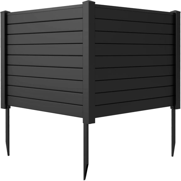 Privacy Screen Fence Panels 48 x 38 Air Conditioner Trash Can Enclosure with 3 Ground Stakes Outdoor Fences Screens for Garden Patio Lawn Black