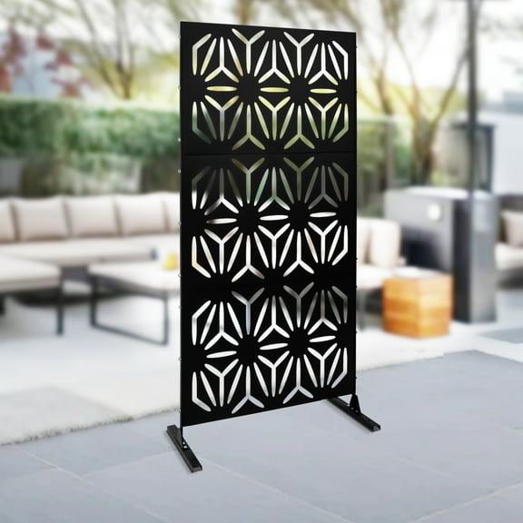 Privacy Screen Fence Panels Black Steel 35.4*15.75*74.8in Outdoor Privacy Fence Screen, Outdoor Decorative Panels