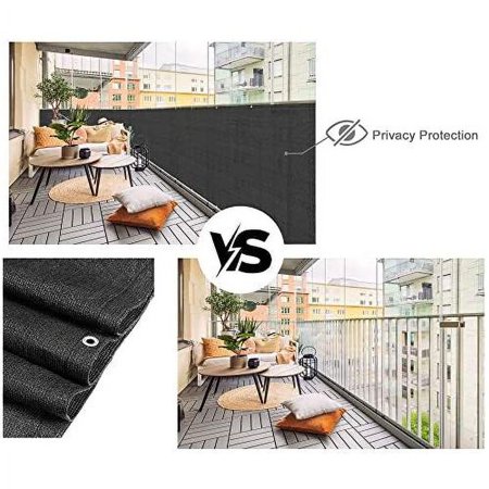 Privacy Screen For Backyard Deck, Patio, Balcony, Fence, Pool, Porch, Railing - (2FT Height) Black (2' X 3')