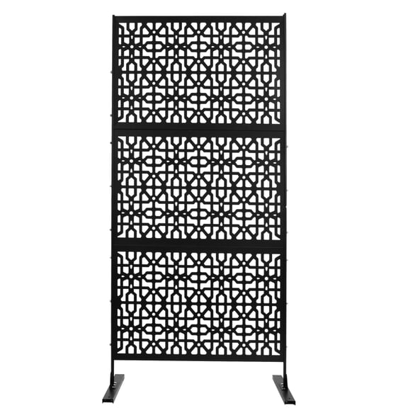 Privacy Screen Freestanding Outdoor, 77.5" H x 36.4" W Decorative Privacy Screen Panels Fence, Black-Louvered for Deck