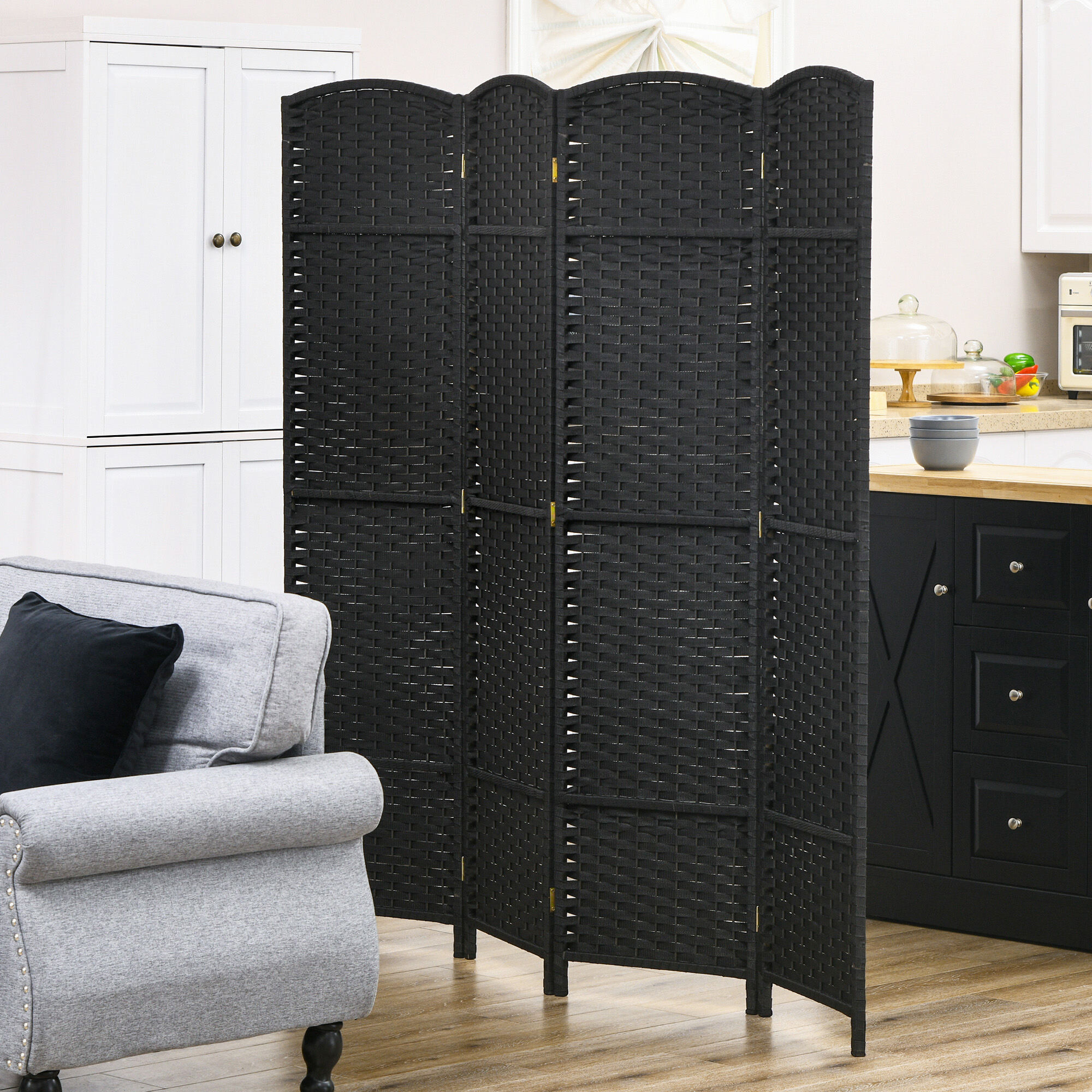 Privacy Partition Privacy Screen HOMCOM Room Divider, 4 Panel Folding Privacy Screen, 5.6 ...
