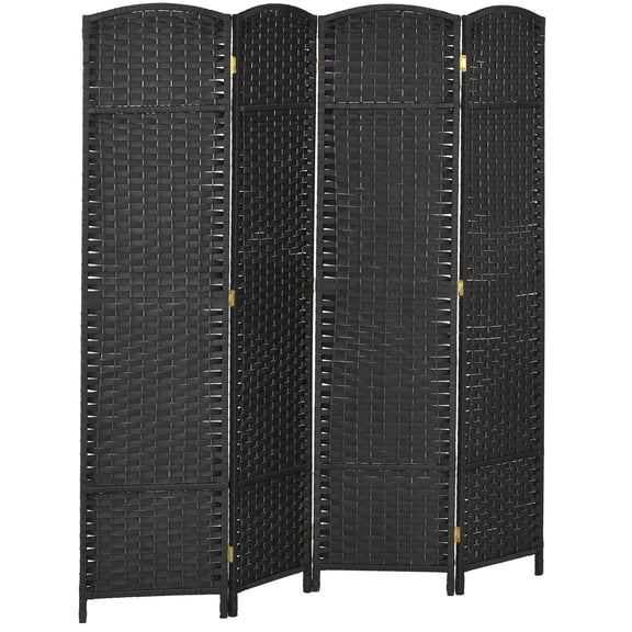 Privacy Screen HOMCOM Room Divider, 4 Panel Folding Privacy Screen, 5.6' Tall Freestanding Partition for Home Office, Bedroom, Black,Partition Screen