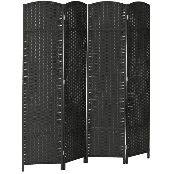 Privacy Screen HOMCOM Room Divider, 4 Panel Folding Privacy Screen, 5.6' Tall Freestanding Partition for Home Office, Bedroom, Black,Partition Screen