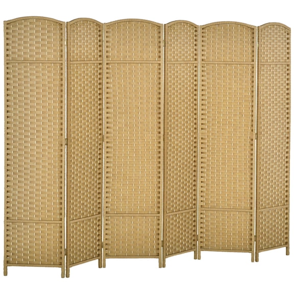 Privacy Screen HOMCOM Room Divider, 6 Panel Folding Privacy Screen, 5.6' Tall Freestanding Wall Partition for Home Office, Bedroom, Nature Wood,Partition Screen
