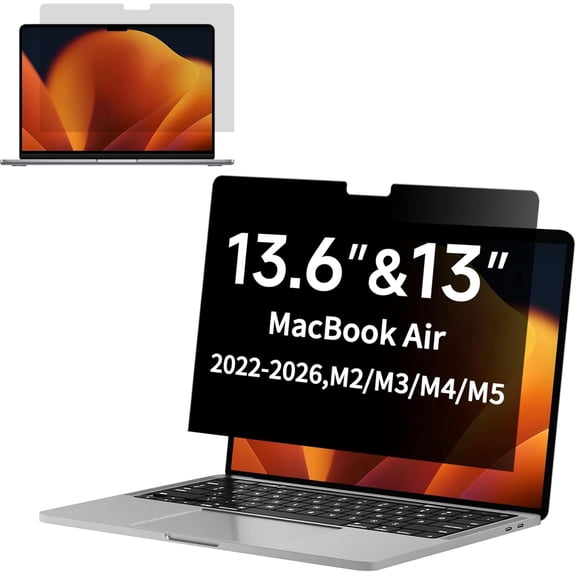 Privacy Screen for MacBook Air 13.6 & 13 Inch (2022-2026, M2, M3, M4, M5), Anti Blue Light Glare Filter Laptop Privacy Shield, Anti Scratch Protector for Mac 13In (Model A2681 A3113 A3240 A3449)