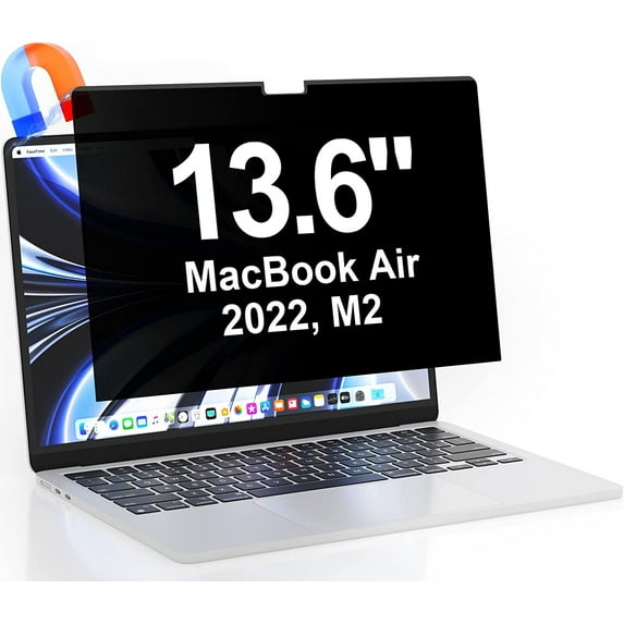Privacy Screen for MacBook Air 13.6 Inch 2022 (M2, A2681), Magnetic Removable Anti Glare Blue Light Filter, Anti Spy Laptop Screen Protector for Apple Mac Air 13.6 In with M2 Chip