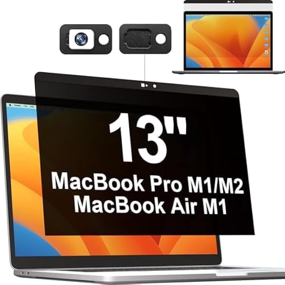 Privacy Screen MacBook Pro 13 Inch(2016-2022, M1, M2) & MacBook Air 13" (2018-2021, M1), Magnetic Anti Glare Blue Light Filter with Camera Cover, Anti Spy Laptop Screen Protector for Mac 13 In