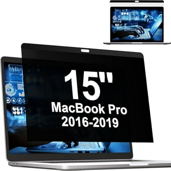 Privacy Screen MacBook Pro 15 Inch (2016-2019), Magnetic Removable Anti Blue Light Glare Filter Privacy Screen Protector for Apple Mac 15 in Laptop Model (A1707, A1990)