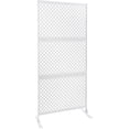 thumbnail image 1 of Privacy Screen Metal Privacy Screen 74.8" H×35.4" W, Freestanding Metal &Indoor Decorative Privacy Screen for Patio Privacy, Room Divider, Balcony Patio Fences (White&Cube), 1 of 9