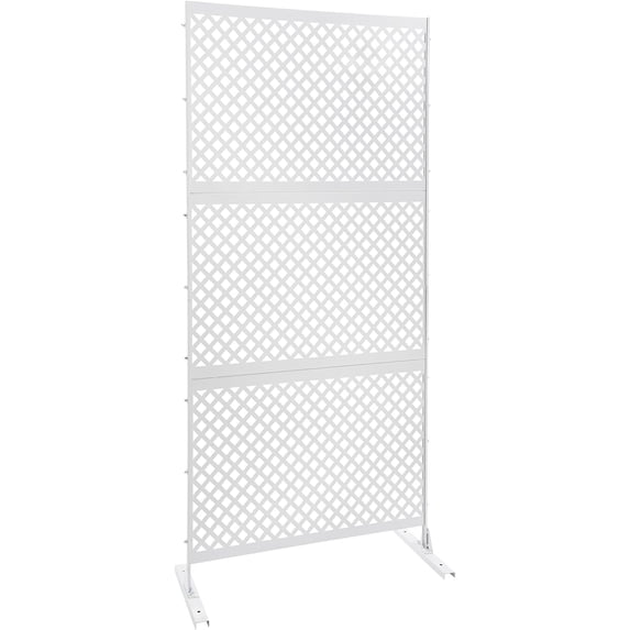 Privacy Screen Metal Privacy Screen 74.8" H×35.4" W, Freestanding Metal &Indoor Decorative Privacy Screen for Patio Privacy, Room Divider, Balcony Patio Fences (White&Cube)