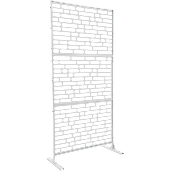 Privacy Screen Metal Privacy Screen 74.8" H×35.4" W, Freestanding Metal &Indoor Decorative Privacy Screen for Patio Privacy, Room Divider, Balcony Patio Fences (White&Ellipse)