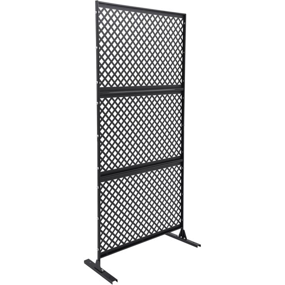 Privacy Screen Metal Privacy Screen 74.8" H×35.4" W, Freestanding Metal &Indoor Decorative Privacy Screen for Patio Privacy, Room Divider, Balcony Patio Fences (Black&Cube)