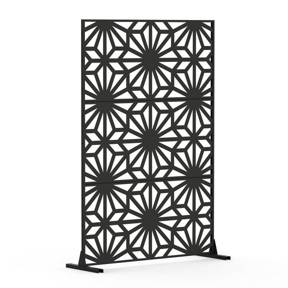 Privacy Screen Metal Privacy Screens and Panels with Free Standing, Freestanding Outdoor Indoor Privacy Screen, Decorative Privacy Screen for Balcony Patio Garden, Sun Flower Shape,Partition Screen