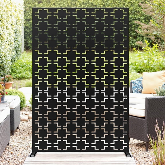 Privacy Screen, Outdoor Decorative Panels with Stand, Planter Wall Metal Fence Panels, Modern Privacy Screen Fence Free Standing